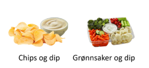 Chips og dip, grønnsaker og dip