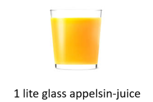 Et glass med appelsinjuice.