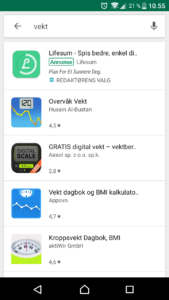 App-søk av vektapper på mobilskjerm